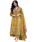 Women's Rayon Viscose Anarkali Printed Kurta with Palazzo & Dupatta